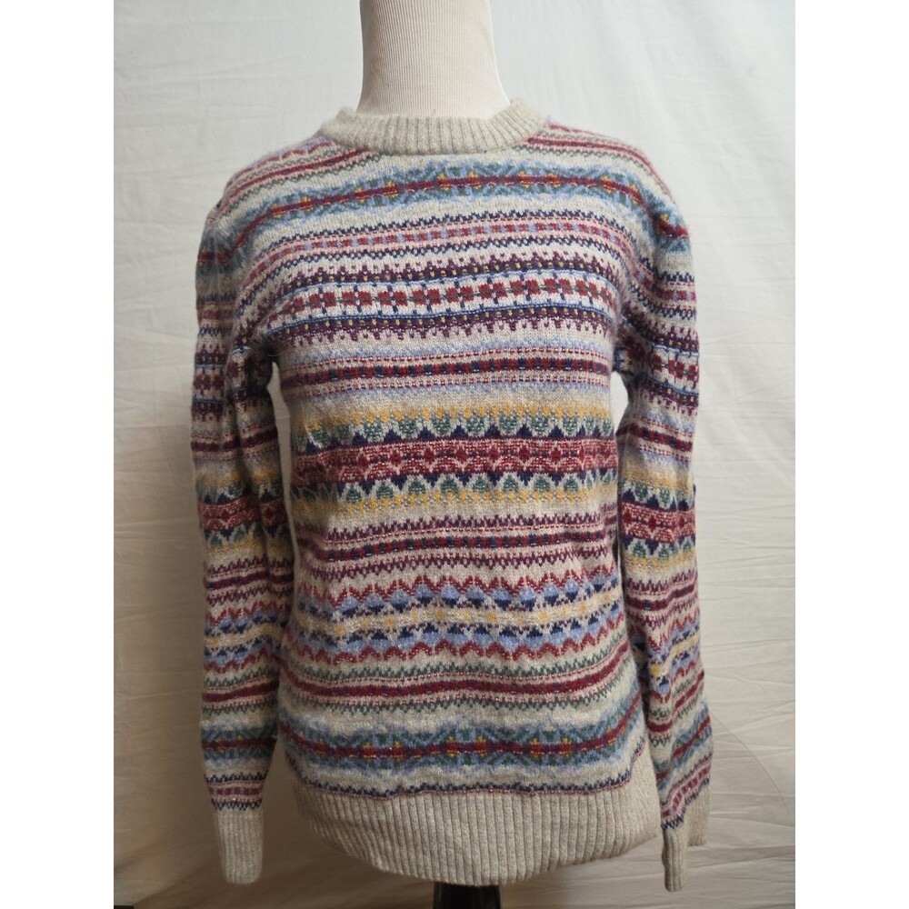 Abercrombie & Fitch Vintage Fair Isle Sweater Small Geometric Striped Knit Crew